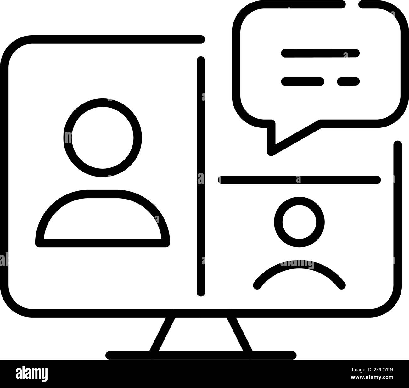 Videoconferenza online. Classe basata su chat, istruzione a distanza. Icona del vettore pixel Perfect Illustrazione Vettoriale