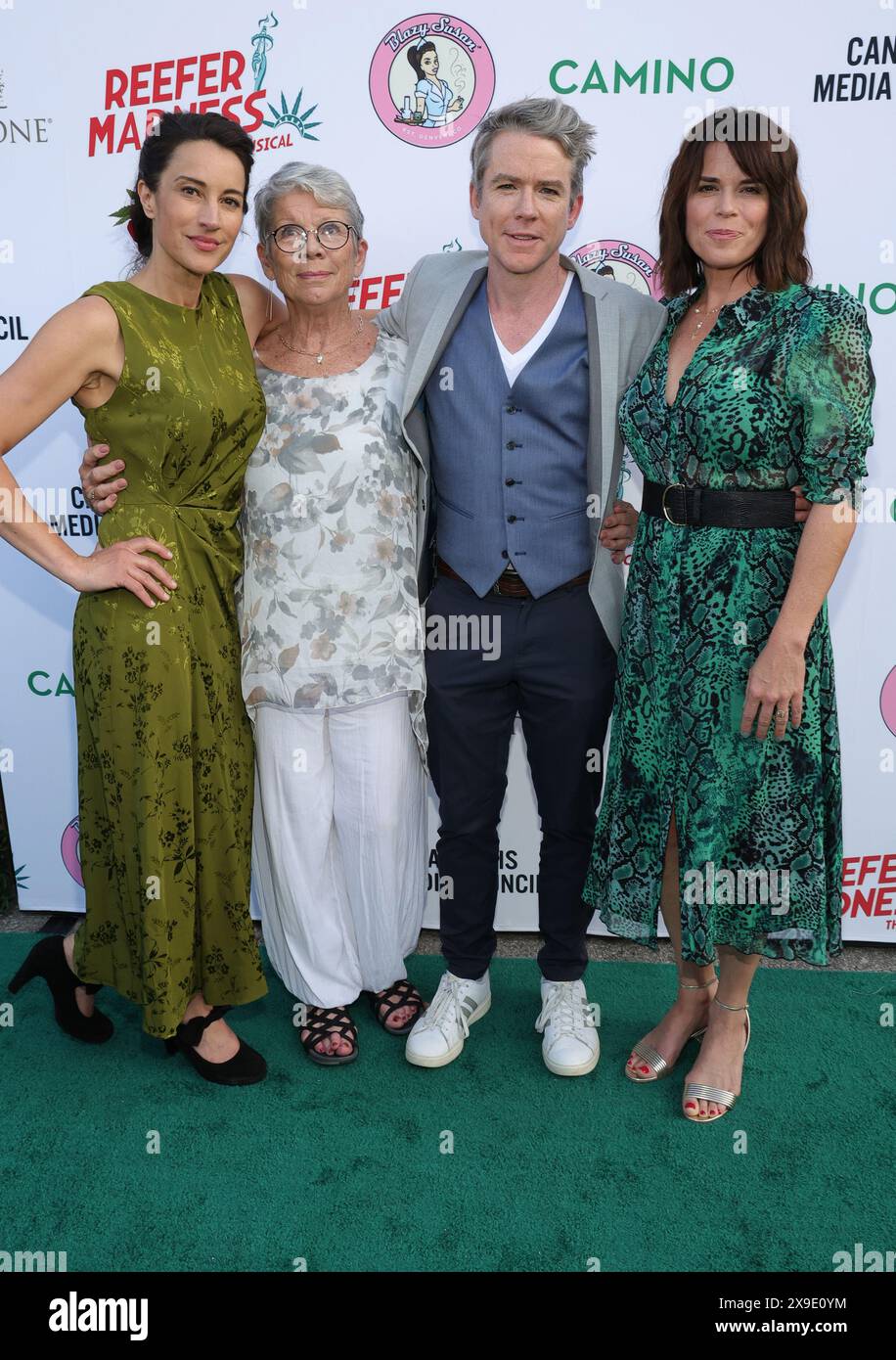 Los Angeles, CA. 30 maggio 2024. America Olivo, Marnie neve, Christian Campbell, neve Campbell alla serata di apertura di Reefer Madness The Musical al Whitley di Los Angeles, California, il 30 maggio 2024. Crediti: Faye Sadou/Media Punch/Alamy Live News Foto Stock