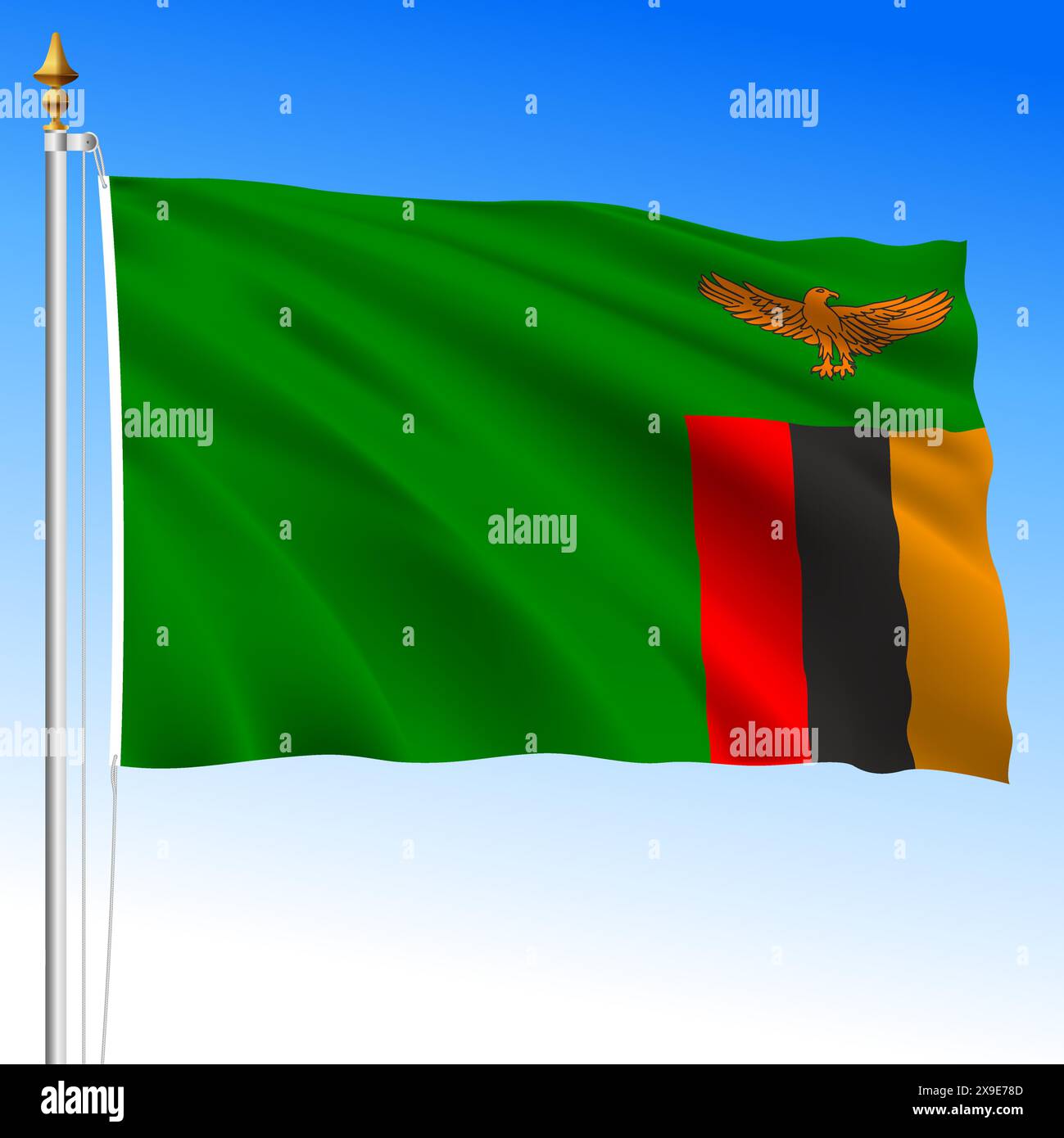 Zambia, bandiera nazionale ufficiale, paese africano, illustrazione vettoriale Illustrazione Vettoriale