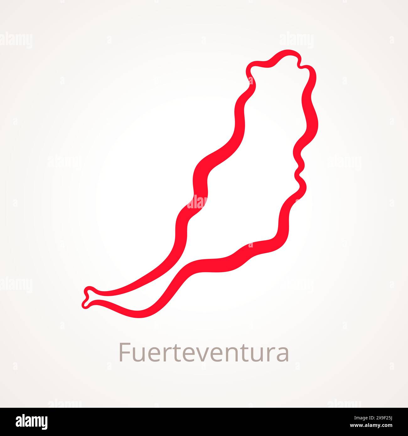 Mappa di Fuerteventura contrassegnata con una linea rossa. Illustrazione Vettoriale