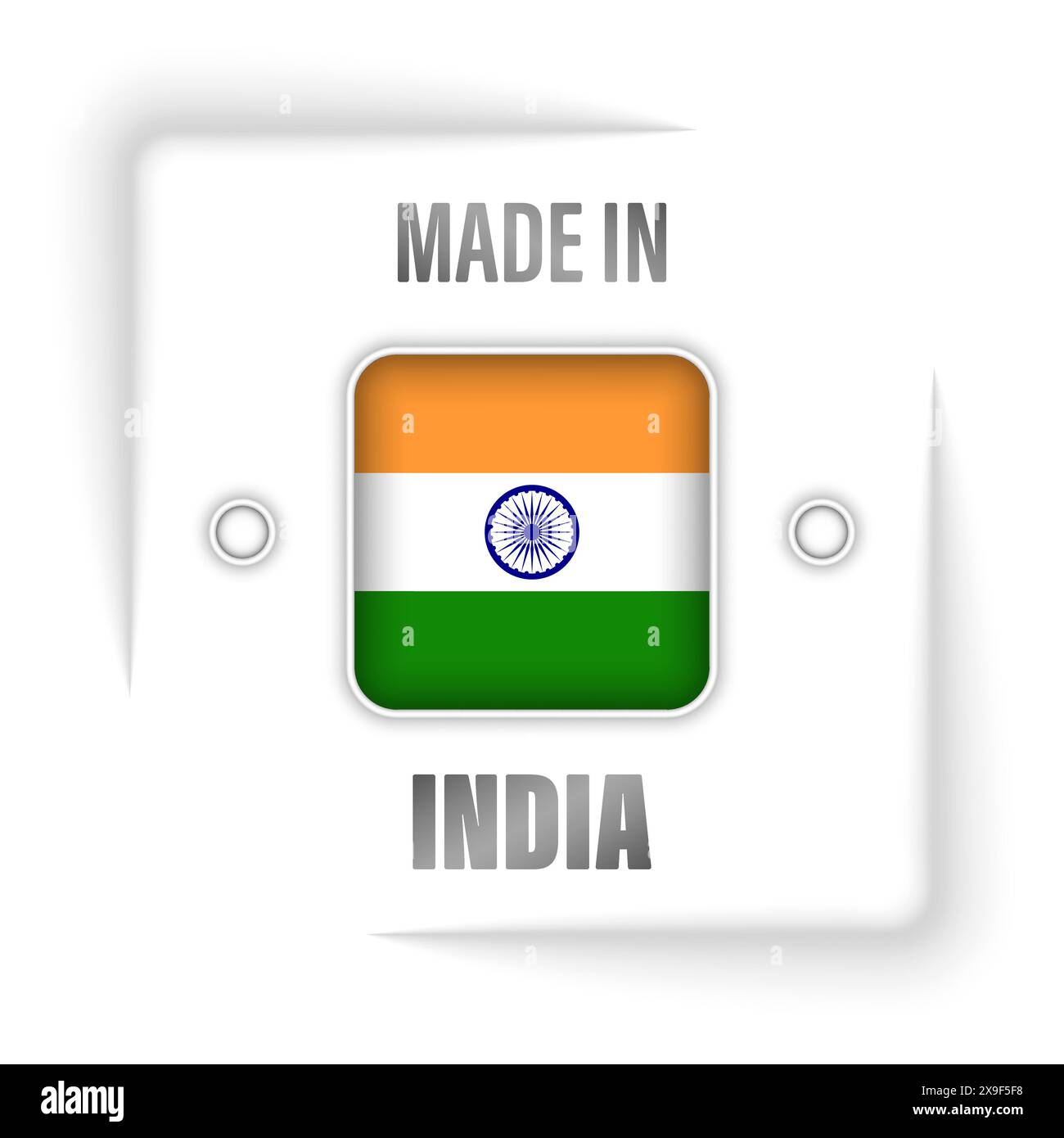 Made in India grafica ed etichetta. Elemento di impatto per l'uso che si desidera fare di esso. Illustrazione Vettoriale