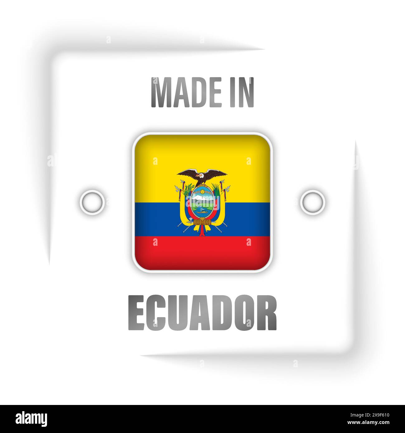 Realizzato in Ecuador grafico ed etichetta. Elemento di impatto per l'uso che si desidera fare di esso. Illustrazione Vettoriale