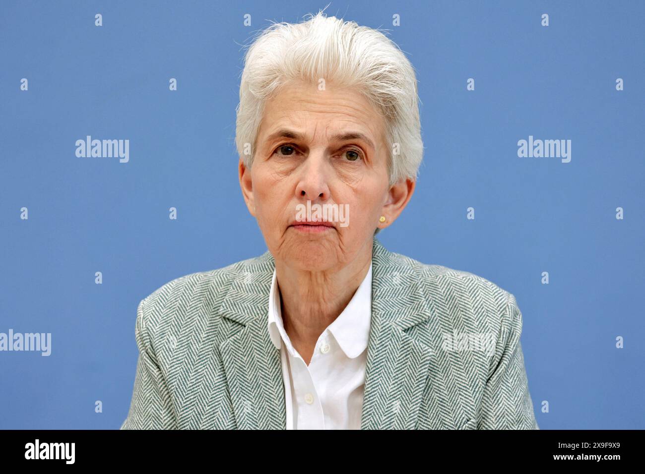 Marie-Agnes Strack-Zimmermann, MDB, Vorsitzende des Verteidigungsausschusses des Deutschen Bundestages, FDP, PK zu - Stand der Sicherheits- und Verteidigungspolitik in Deutschland und Europa, DEU, Berlino, 31.05.2024 *** Marie Agnes Strack Zimmermann, membro del Bundestag, presidente del Comitato della difesa del Bundestag tedesco, FDP conferenza stampa sullo stato della politica di sicurezza e di difesa in Germania e in Europa, DEU, Berlino, 31 05 2024 Foto Stock