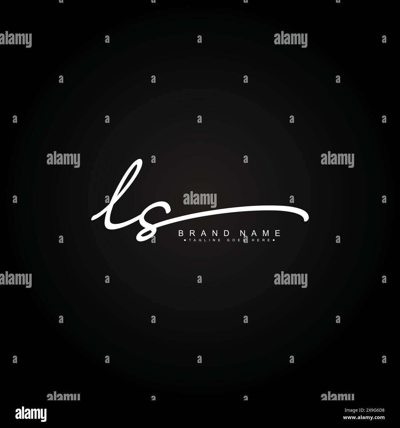 Logo firma scritto a mano per la lettera iniziale LS - modello logo vettoriale per alfabeti L e S. Illustrazione Vettoriale