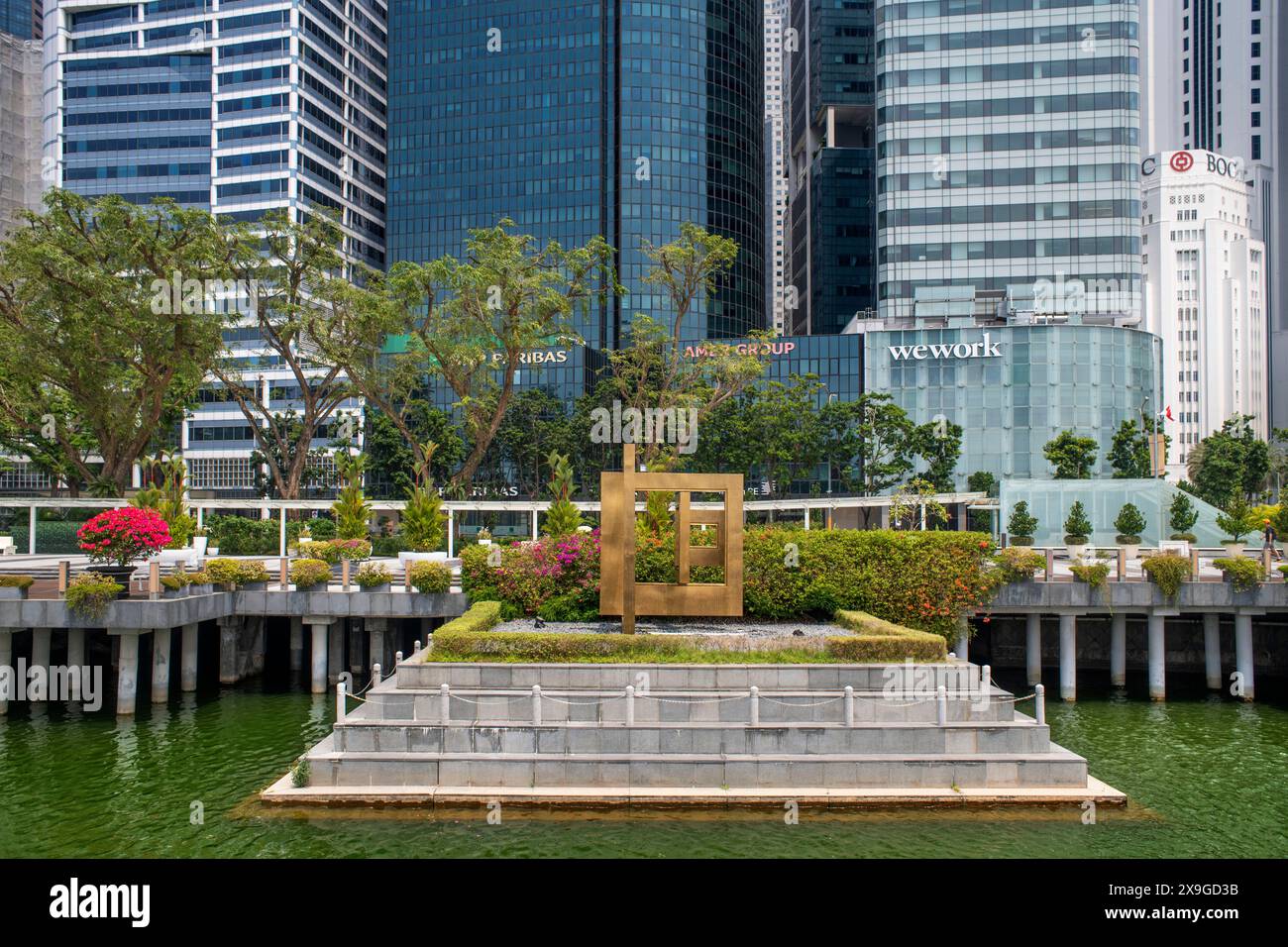 Edifici CBD da Clifford Square, Marina Bay, Central Business District CBD Buildings a Singapore Island (Pulau Ujong), Singapore. Foto Stock