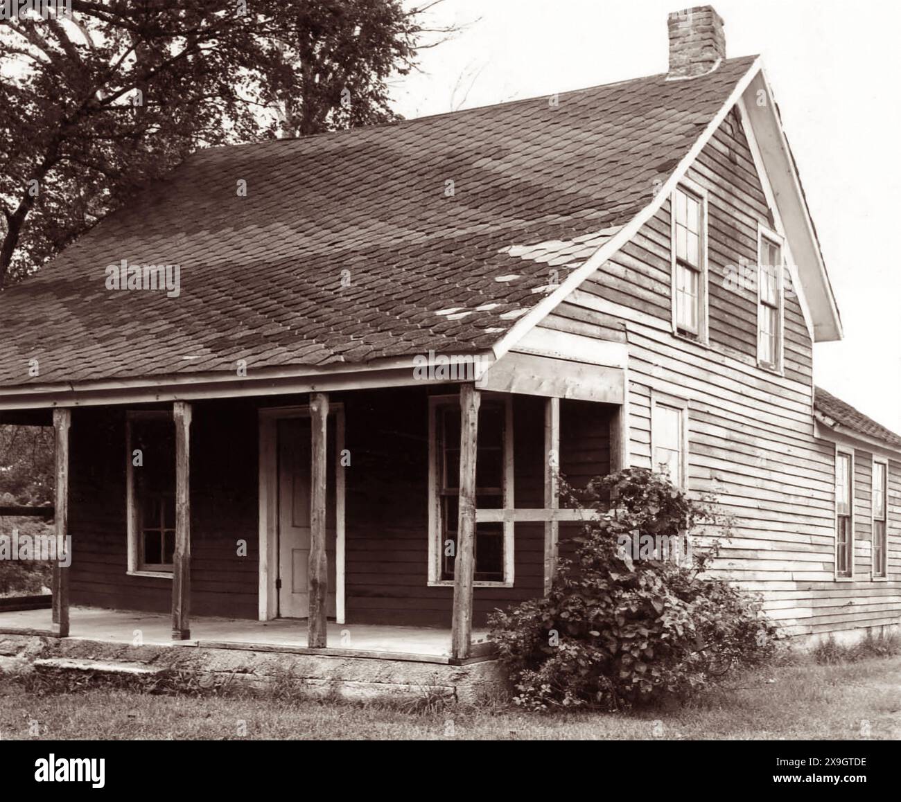 La Moses Carver House del 1881 a Diamond, Missouri, presso il George Washington Carver National Monument. La casa fu costruita dopo che un tornado demolì diverse abitazioni nella fattoria, tra cui la capanna del luogo di nascita di George Washington Carver. (USA) Foto Stock