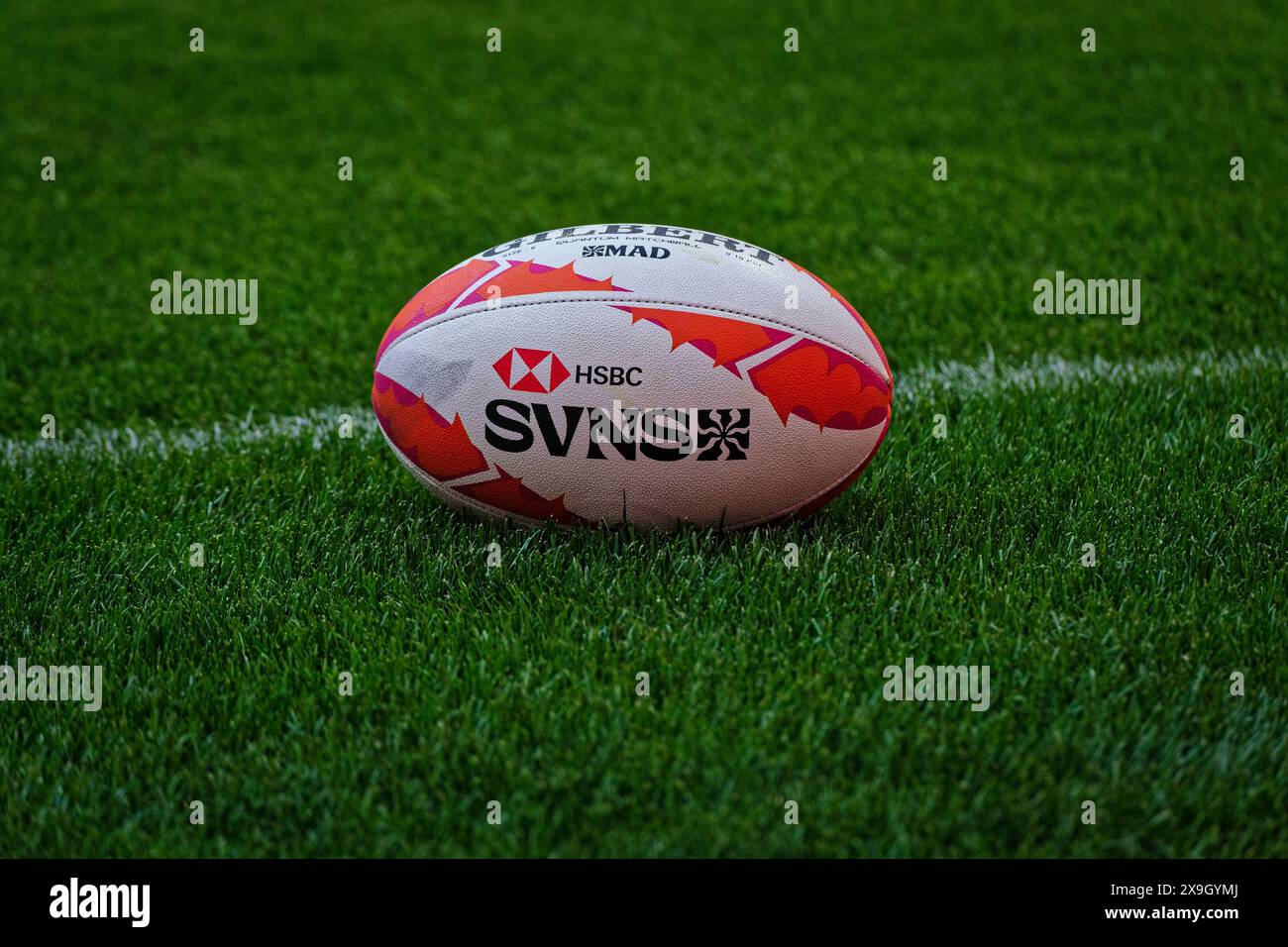 Madrid, Spagna. 31 maggio 2024. Finali del campionato di rugby Sevens. Il campionato di rugby. Questo weekend, squadre di tutto il mondo si sfidano nell'attesissima finale del campionato di rugby Sevens, mettendo in mostra velocità, abilità e strategia in un torneo frenetico ed emozionante. Ci si aspetta che gli spettatori riempiano gli stand, creando un'atmosfera elettrica nel locale. Crediti: Enriquepsans/Alamy Live News Foto Stock
