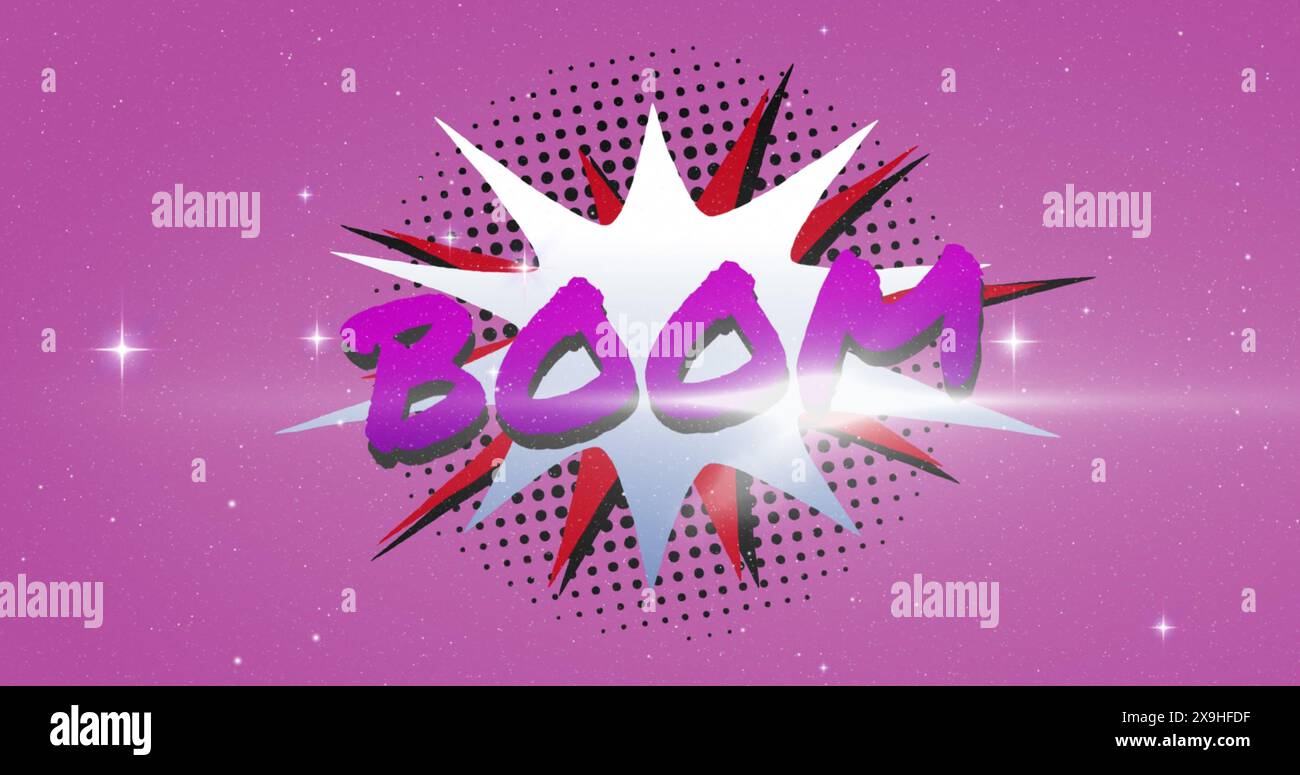 Immagine del testo del braccio su stelle su sfondo viola Foto Stock