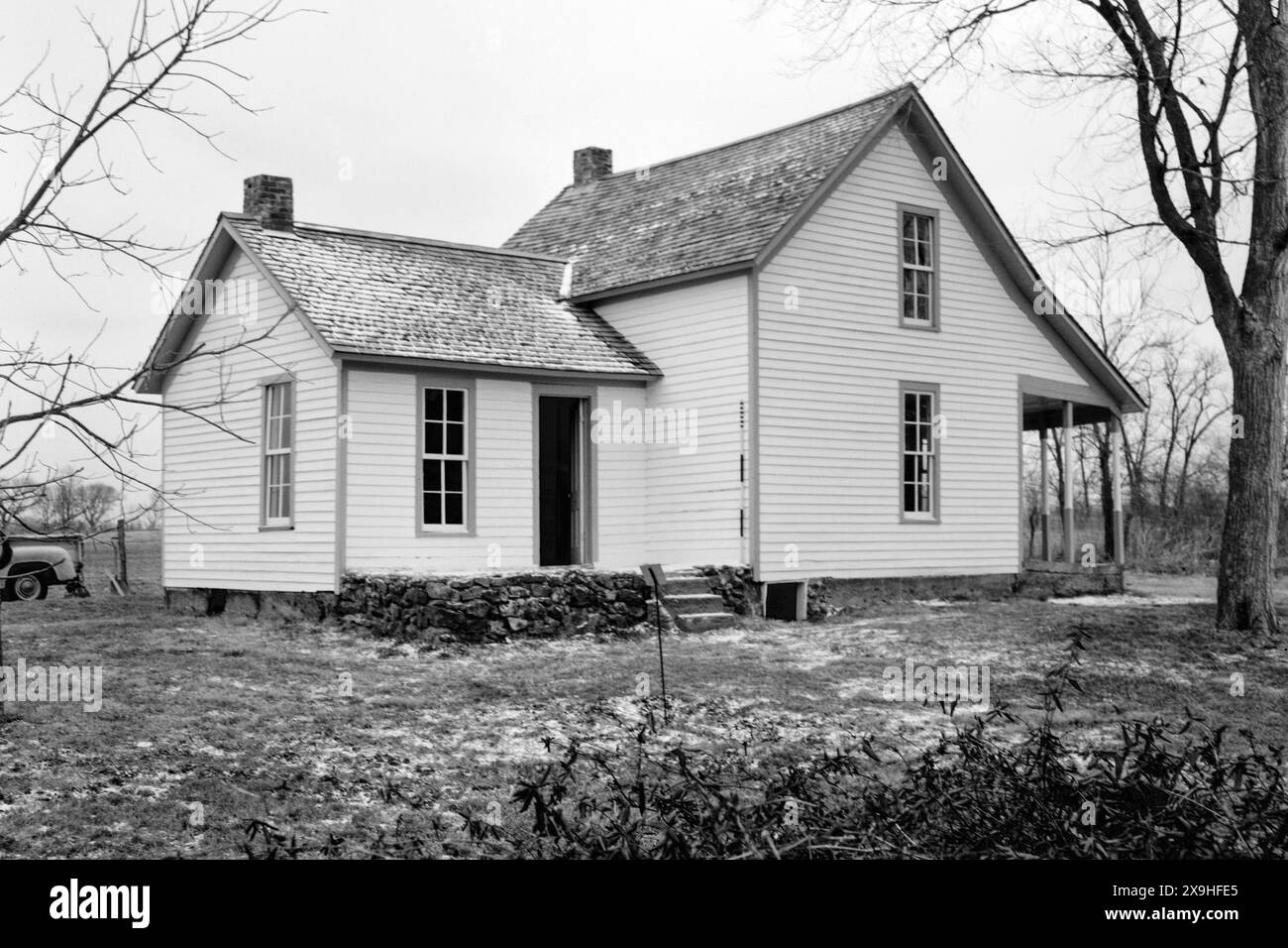 La Moses Carver House del 1881 a Diamond, Missouri, presso il George Washington Carver National Monument. La casa fu costruita dopo che un tornado demolì diverse abitazioni nella fattoria, tra cui la capanna del luogo di nascita di George Washington Carver. (USA) Foto Stock