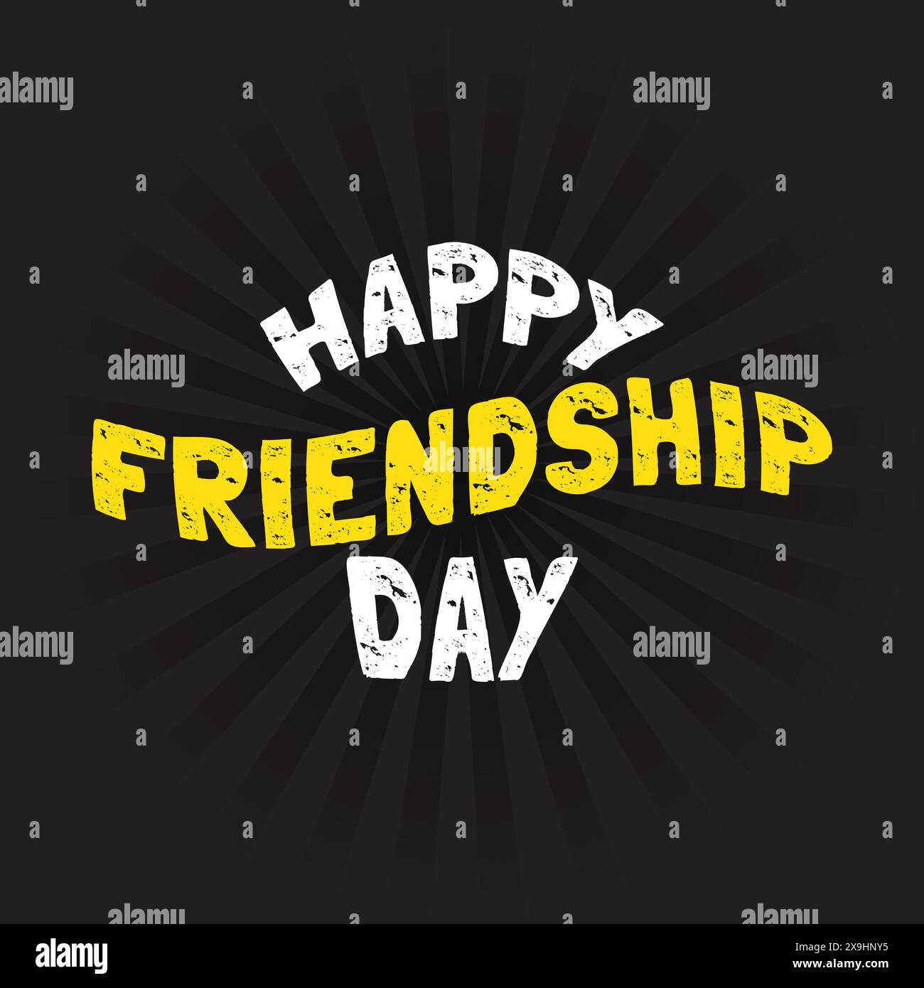 Happy Friendship Day divertente tipografia illustrazione vettoriale su sfondo nero. Amici per sempre concetto di relazione umana. Testo del giorno dell'amicizia, banner, Illustrazione Vettoriale