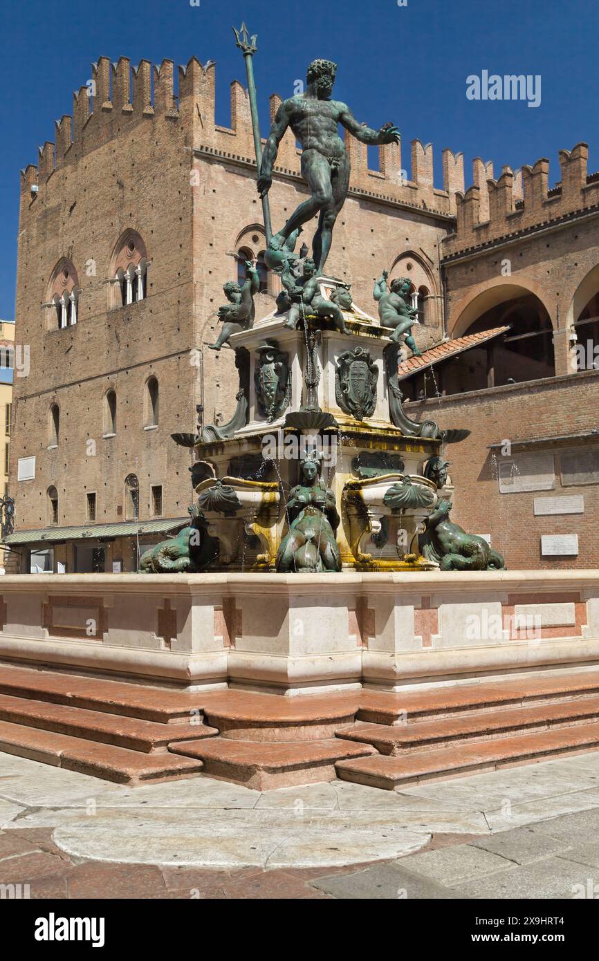 Fontana del Nettuno a Bologna, Italia. Foto Stock