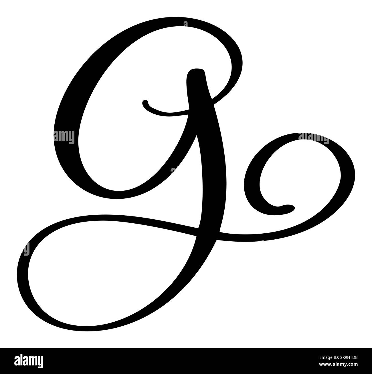 Calligrafia vettoriale con logo lettera G disegnato a mano. Font script. Stile pennello scritto a mano Illustrazione Vettoriale
