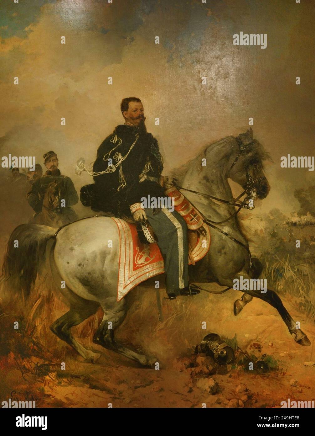 Vittorio Emanuele II (1820-1878). Ultimo re del Regno di Sardegna (1849-1861) e primo re d'Italia (1861-1878). Vittorio Emanuele II a cavallo. Ritratto di Gerolamo Induno (1825-1890), 1861. Museo del Risorgimento. Milano. Italia. Autore: Gerolamo Induno (1825-1890). Pittore italiano. Foto Stock