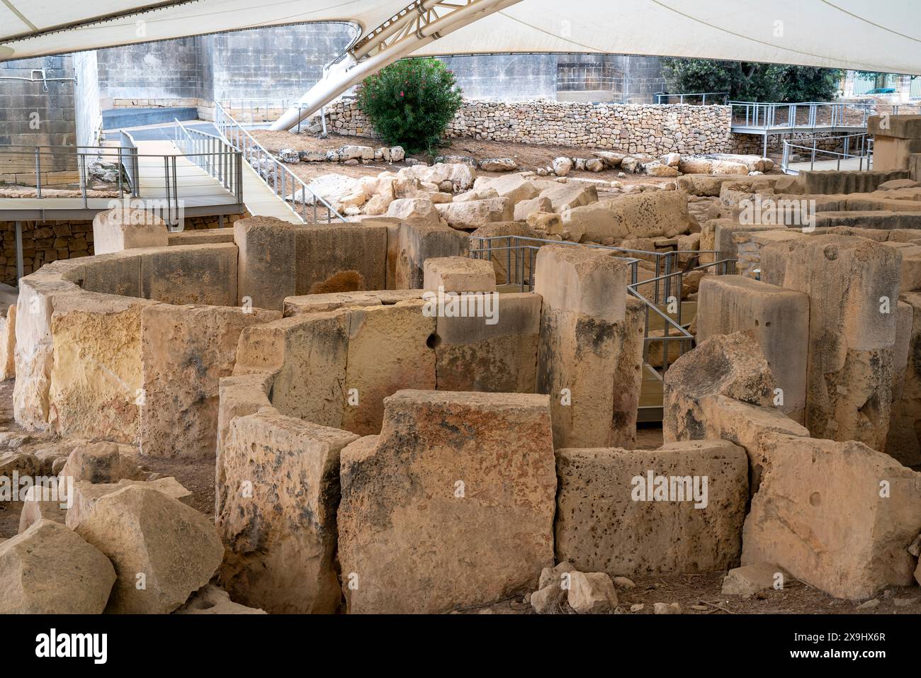 05.24.24. Malta, Tarxien. Antico tempio megalitico presso il complesso Hagar Qim a Qrendi Malta Foto Stock