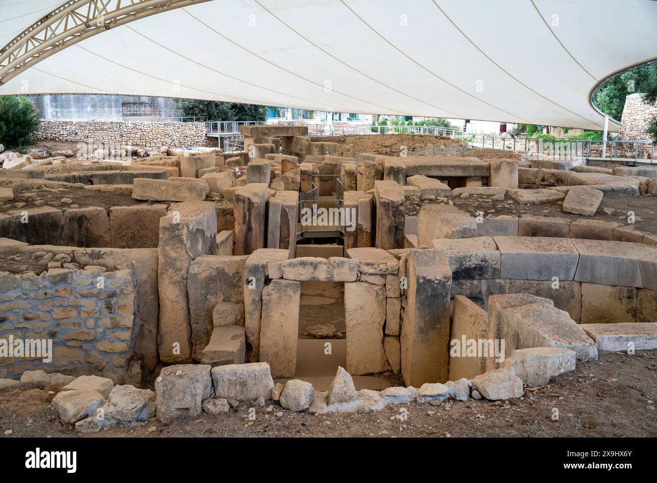 05.24.24. Malta, Tarxien. Antico tempio megalitico presso il complesso Hagar Qim a Qrendi Malta Foto Stock