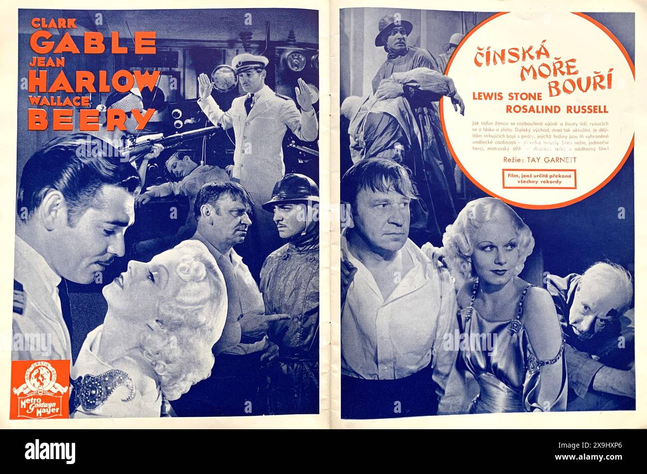 Annunci commerciali cechi per CLARK GABLE JEAN HARLOW WALLACE BEERY e LEWIS STONE in CHINA MARKETS / CINSKA MORE BOURI 1935 regista TAY GARNETT Metro Goldwyn Mayer (MGM) Foto Stock