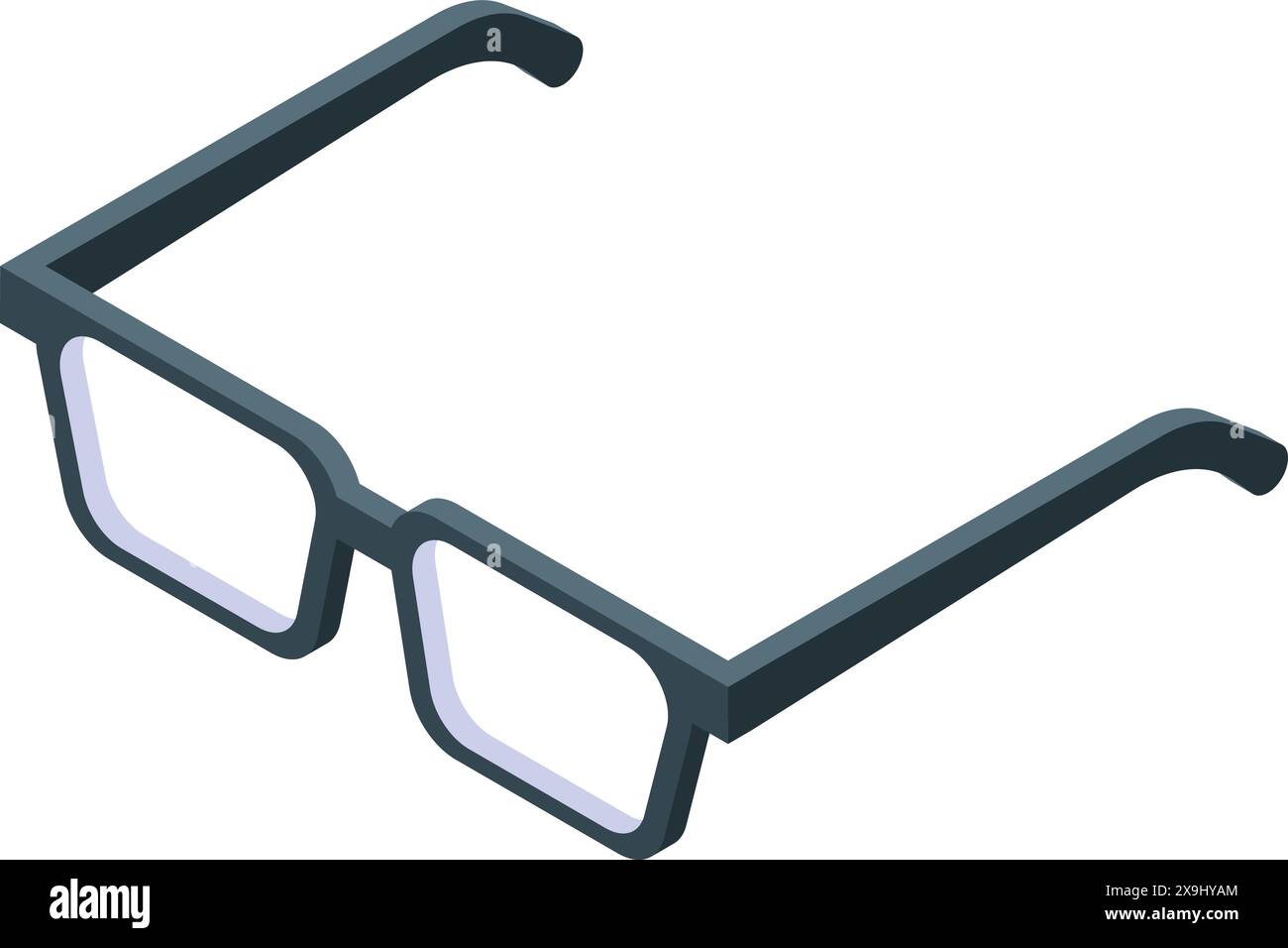 Elegante illustrazione vettoriale isometrica nera con cornici alla moda e design moderno per la cura quotidiana degli occhi e la protezione alla moda della vista Illustrazione Vettoriale