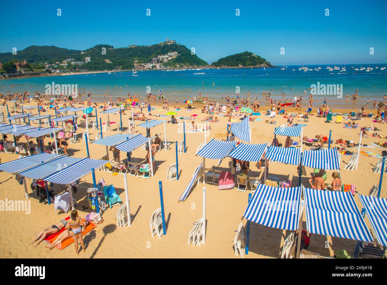Spiaggia Concha. San Sebastian, Spagna. Foto Stock