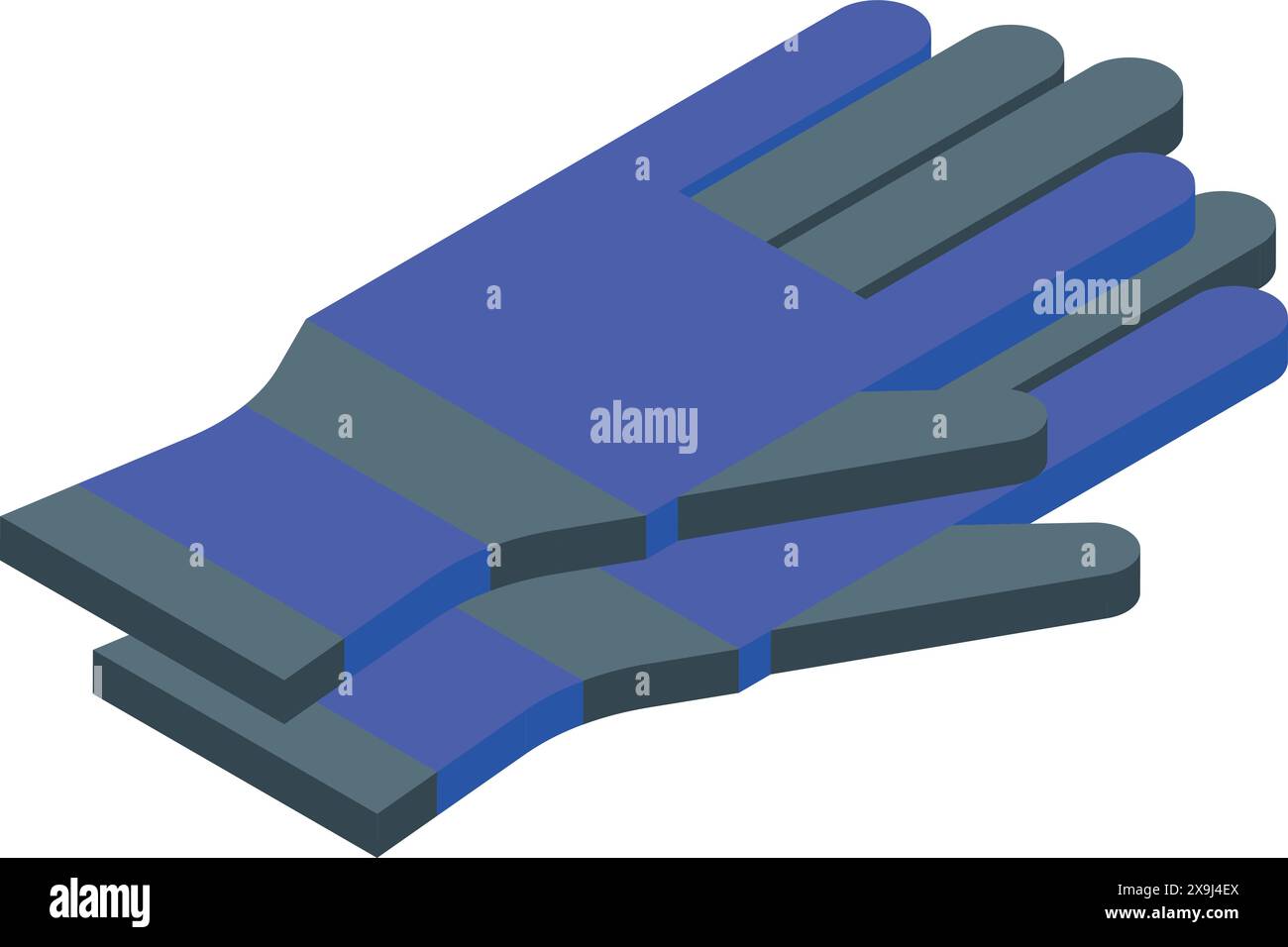 Illustrazione vettoriale di un paio di guanti di sicurezza blu, ideale per la protezione manuale del lavoro Illustrazione Vettoriale