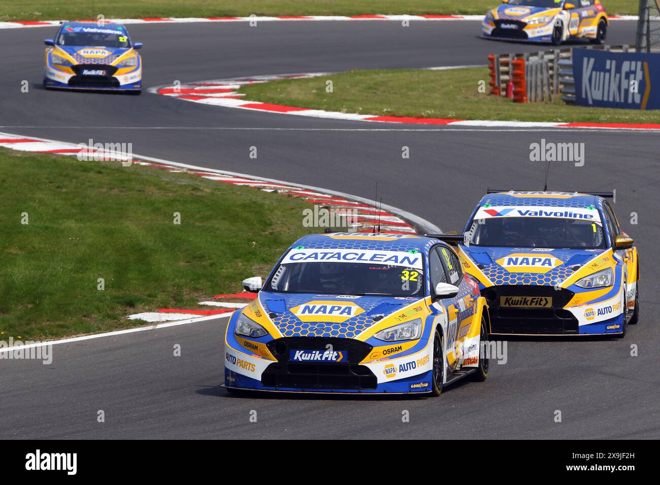 Daniel Rowbottom - Napa Racing UK - alla guida della Ford Focus ST numero 32 nel BTCC Kwik Fit 2024 a Brands Hatch nel maggio 2024 Foto Stock