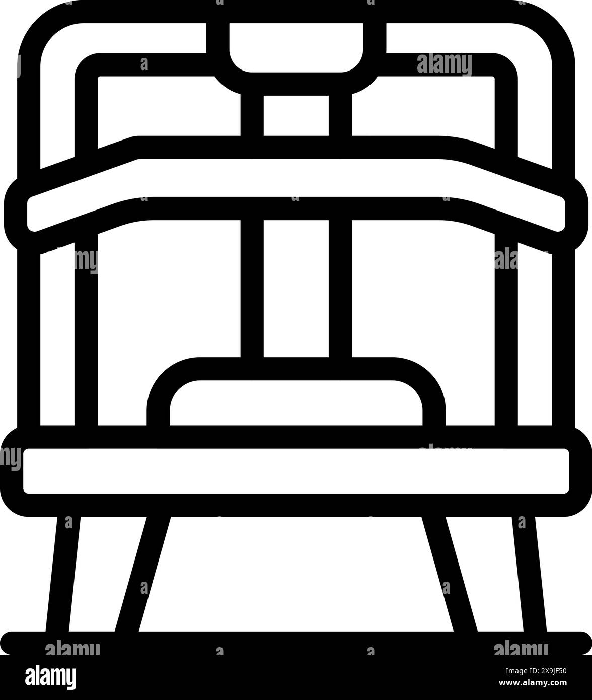 Semplice icona line art che raffigura una vista laterale di un vagone ferroviario Illustrazione Vettoriale