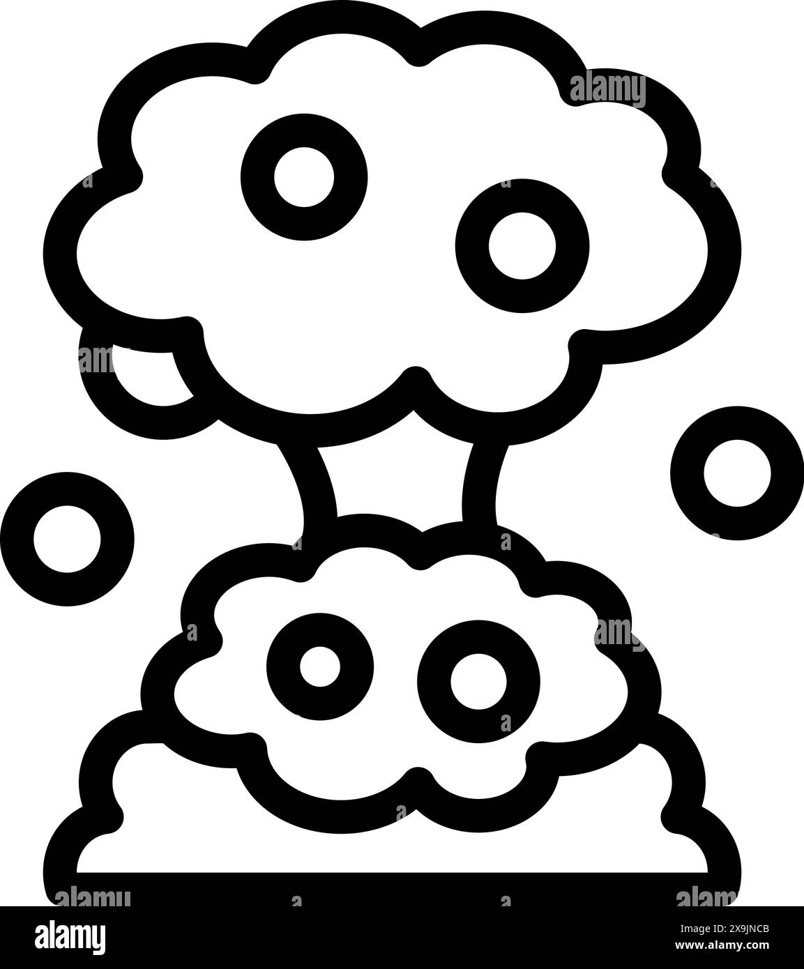 La linea in bianco e nero di una nube di esplosione comicstyle, ideale per la progettazione grafica Illustrazione Vettoriale