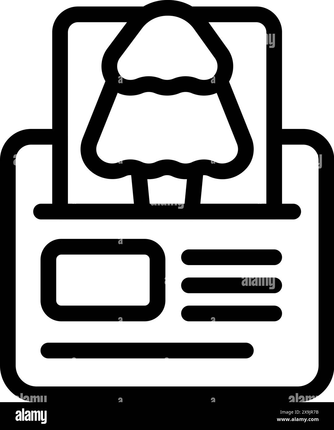 Semplice icona line art di una stampante che stampa un documento con una lampada per le interfacce utente Illustrazione Vettoriale