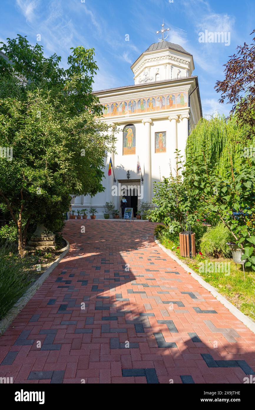 Bucarest, Romania. 24 maggio 2024. Vista esterna della chiesa di San Demetrio nel centro della città Foto Stock