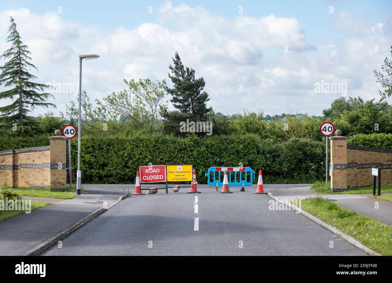 Accesso a Fiskerton Road chiuso a causa di lavori stradali, Cherry Willingham, Lincoln, Lincolnshire, Inghilterra, REGNO UNITO Foto Stock