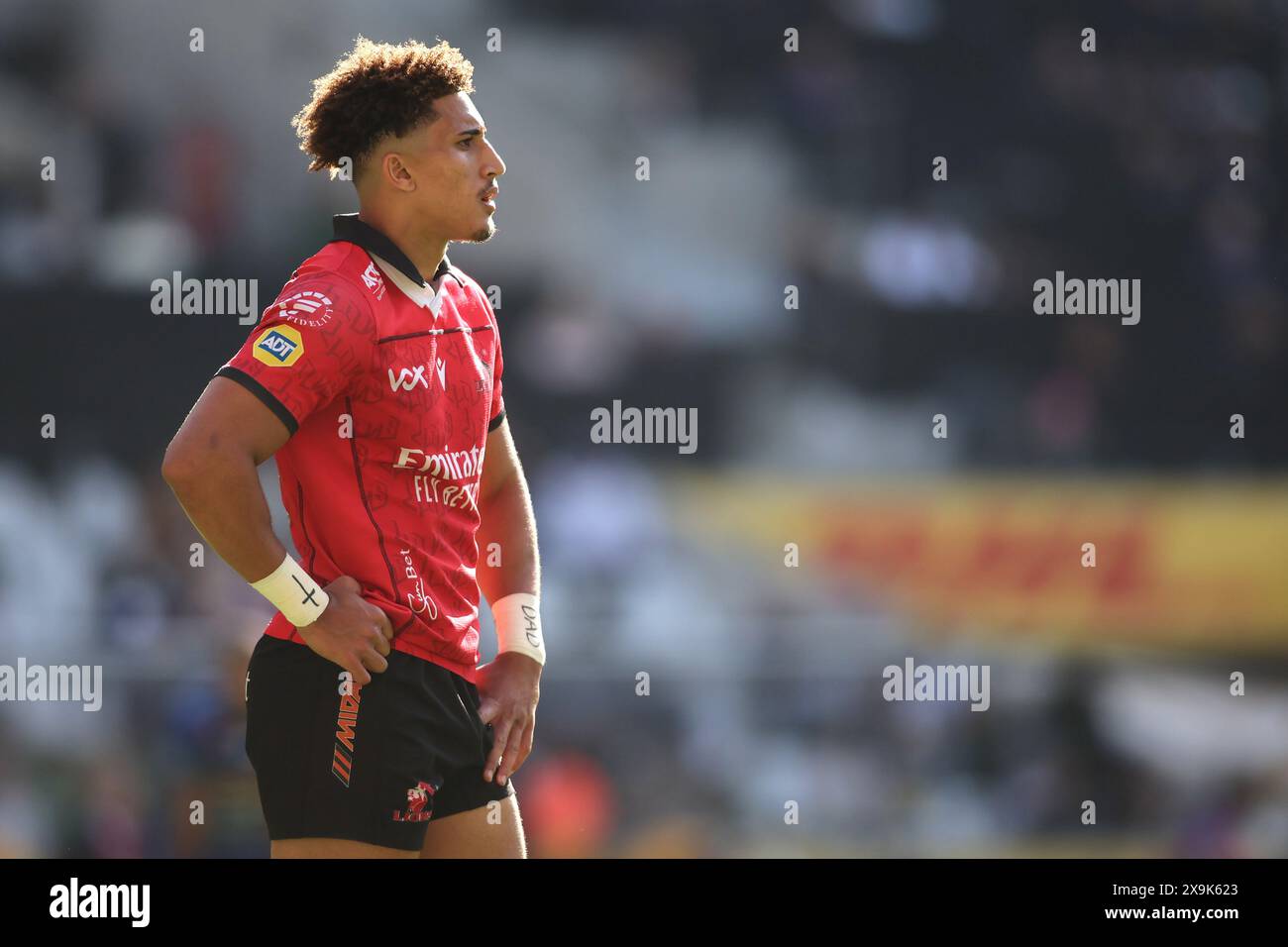 CITTÀ DEL CAPO, SUD AFRICA - 1 GIUGNO: Jordan Hendrikse degli Emirates Lions durante la partita del Campionato di rugby United tra DHL Stormers e Emirates Lions al DHL Stadium il 1 giugno 2024 a città del Capo, Sud Africa. Foto di Shaun Roy/Alamy Live News Foto Stock