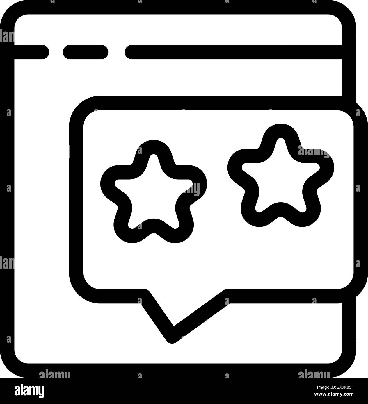 Icona del concetto di feedback online per browser Web e applicazioni di e-commerce con valutazioni a stelle, recensioni degli utenti, valutazione della soddisfazione dei clienti, gestione della reputazione e interfaccia di marketing digitale Illustrazione Vettoriale
