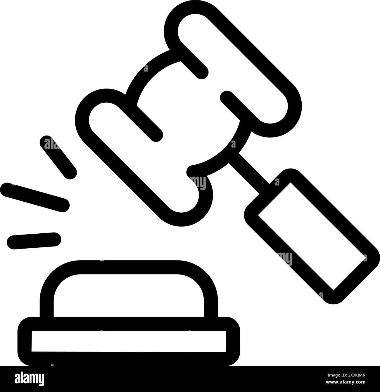Semplice e audace illustrazione vettoriale del martelletto di un giudice, che rappresenta la legge e l'ordine Illustrazione Vettoriale