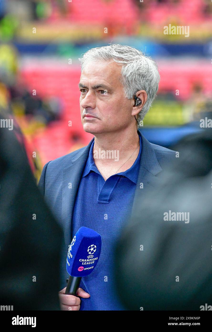 Londra, Regno Unito. 1 giugno 2024. L'allenatore di calcio José Mourinho ha visto al lavoro per la TV prima della finale di UEFA Champions League 2024 tra il Borussia Dortmund e il Real Madrid a Wembley a Londra. (Photo Credit: Gonzales Photo/Alamy Live News Foto Stock