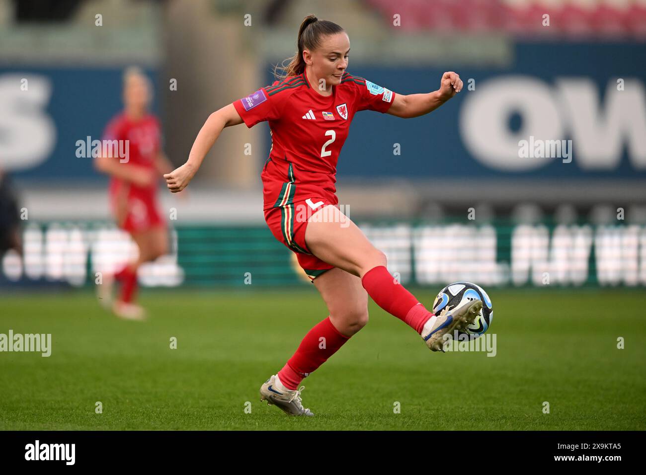 LLANELLI, REGNO UNITO. 31 maggio 2024. La gallese Lily Woodham durante la partita di qualificazione a Euro 2025 di Lega B tra donne gallesi e donne ucraine al Parc y Scarlets di Llanelli il 31 maggio 2024. (PIC di Ashley Crowden/FAW) credito: Football Association of Wales/Alamy Live News Foto Stock LLANELLI, REGNO UNITO. 31 maggio 2024. La gallese Lily Woodham durante la partita di qualificazione a Euro 2025 di Lega B tra donne gallesi e donne ucraine al Parc y Scarlets di Llanelli il 31 maggio 2024. (PIC di Ashley Crowden/FAW) credito: Football Association of Wales/Alamy Live News Foto Stock