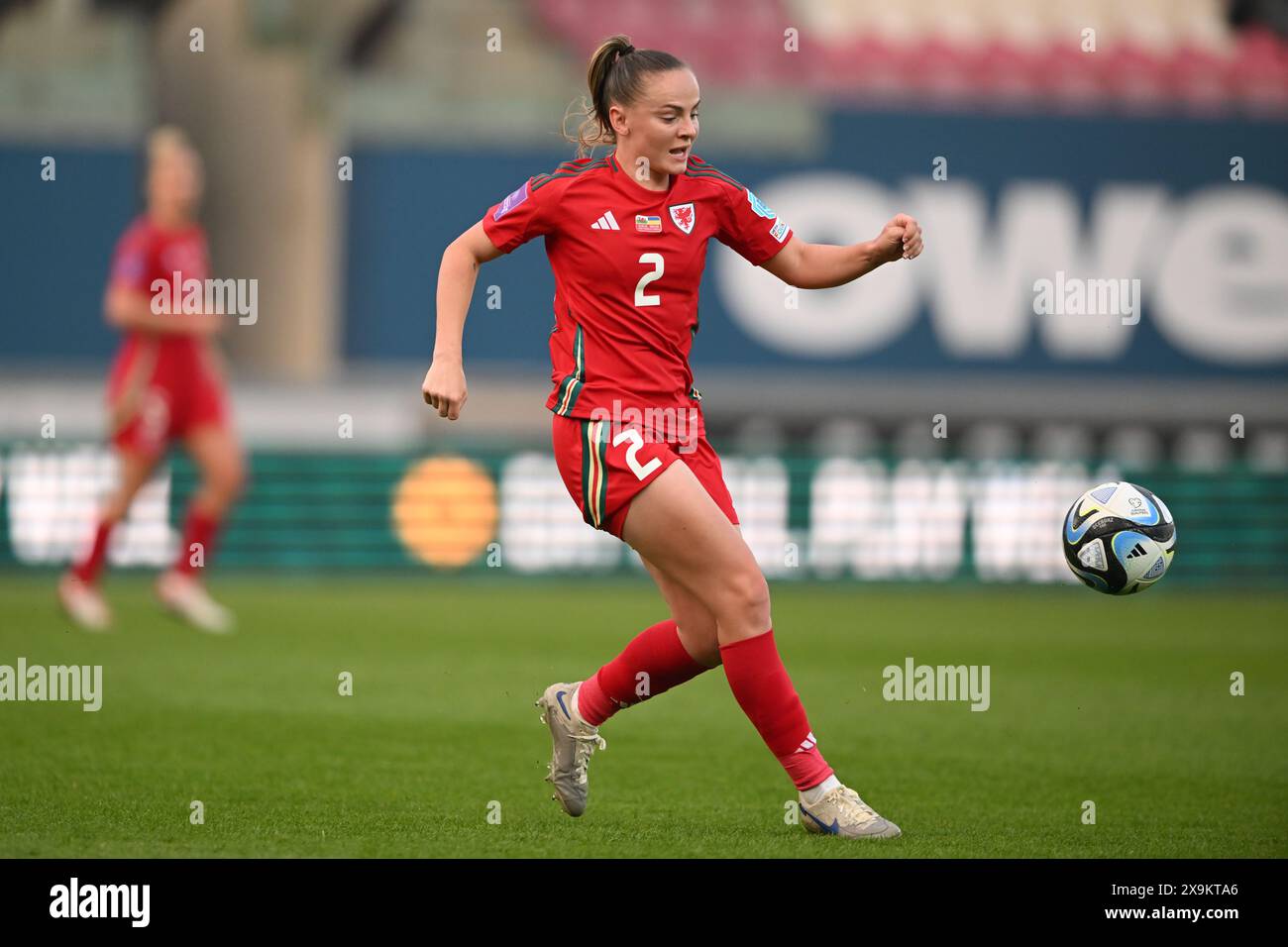LLANELLI, REGNO UNITO. 31 maggio 2024. La gallese Lily Woodham durante la partita di qualificazione a Euro 2025 di Lega B tra donne gallesi e donne ucraine al Parc y Scarlets di Llanelli il 31 maggio 2024. (PIC di Ashley Crowden/FAW) credito: Football Association of Wales/Alamy Live News Foto Stock LLANELLI, REGNO UNITO. 31 maggio 2024. La gallese Lily Woodham durante la partita di qualificazione a Euro 2025 di Lega B tra donne gallesi e donne ucraine al Parc y Scarlets di Llanelli il 31 maggio 2024. (PIC di Ashley Crowden/FAW) credito: Football Association of Wales/Alamy Live News Foto Stock