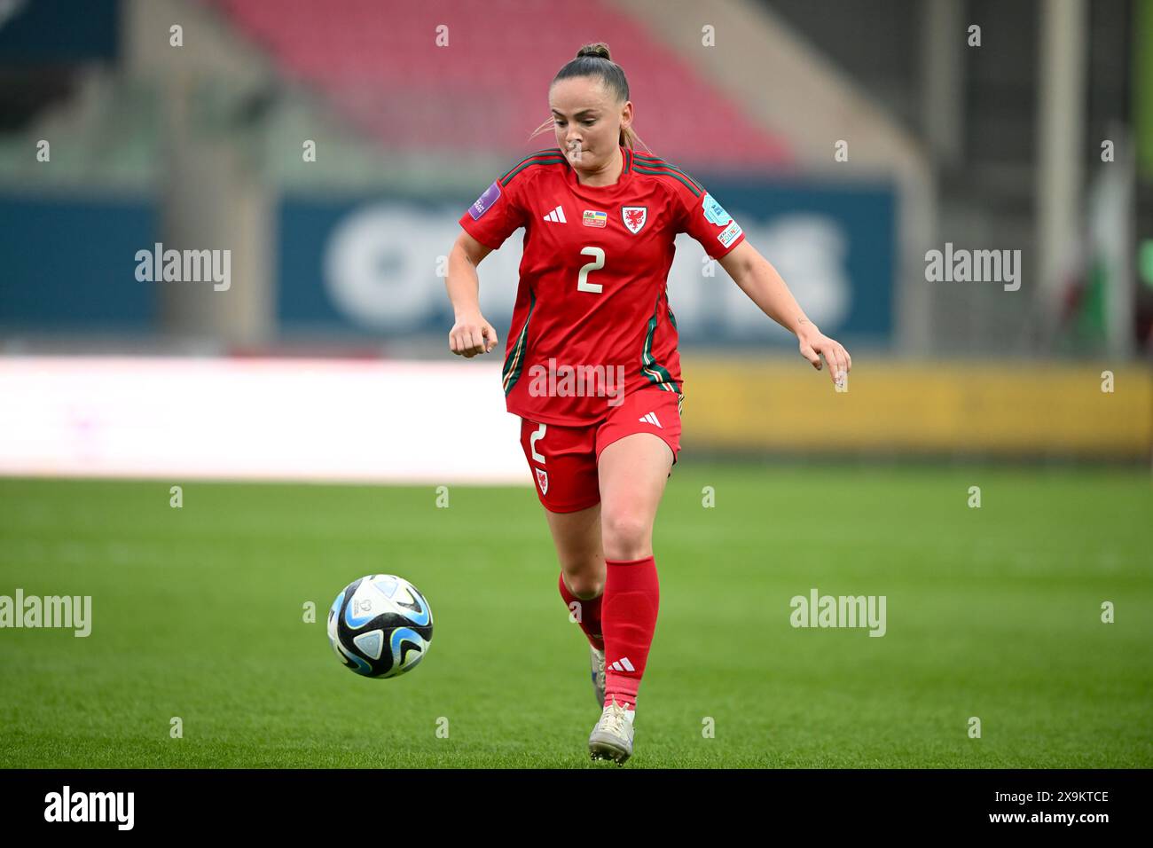 LLANELLI, REGNO UNITO. 31 maggio 2024. La gallese Lily Woodham durante la partita di qualificazione a Euro 2025 di Lega B tra donne gallesi e donne ucraine al Parc y Scarlets di Llanelli il 31 maggio 2024. (PIC di Ashley Crowden/FAW) credito: Football Association of Wales/Alamy Live News Foto Stock LLANELLI, REGNO UNITO. 31 maggio 2024. La gallese Lily Woodham durante la partita di qualificazione a Euro 2025 di Lega B tra donne gallesi e donne ucraine al Parc y Scarlets di Llanelli il 31 maggio 2024. (PIC di Ashley Crowden/FAW) credito: Football Association of Wales/Alamy Live News Foto Stock