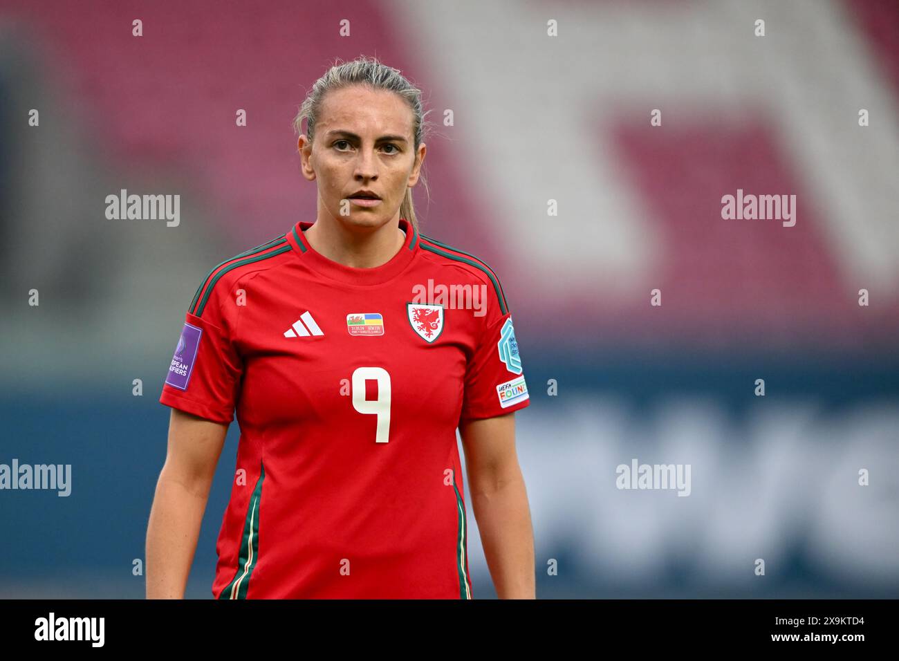 LLANELLI, REGNO UNITO. 31 maggio 2024. Kayleigh Barton del Galles durante la partita di qualificazione a Euro 2025 di Lega B tra donne del Galles e donne dell'Ucraina al Parc y Scarlets di Llanelli il 31 maggio 2024. (PIC di Ashley Crowden/FAW) credito: Football Association of Wales/Alamy Live News Foto Stock LLANELLI, REGNO UNITO. 31 maggio 2024. Kayleigh Barton del Galles durante la partita di qualificazione a Euro 2025 di Lega B tra donne del Galles e donne dell'Ucraina al Parc y Scarlets di Llanelli il 31 maggio 2024. (PIC di Ashley Crowden/FAW) credito: Football Association of Wales/Alamy Live News Foto Stock