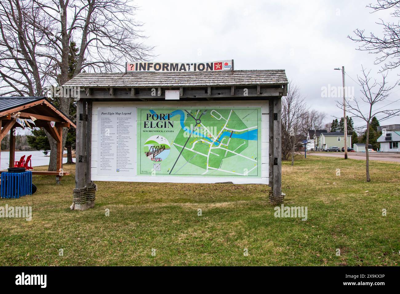 Cartello segnaletico a Port Elgin, New Brunswick, Canada Foto Stock