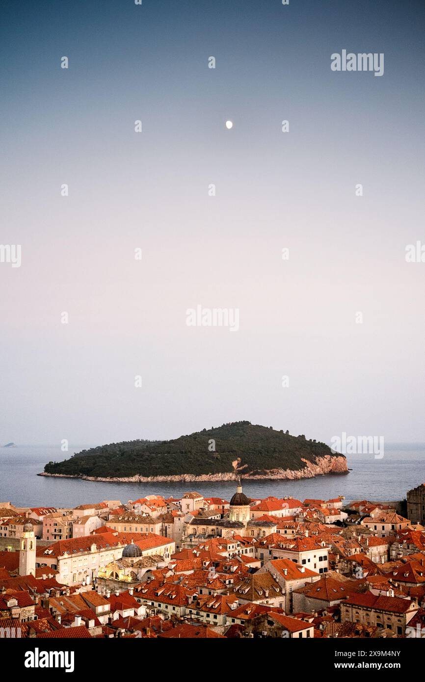 Isola di Lokrum da Dubrovnik Foto Stock