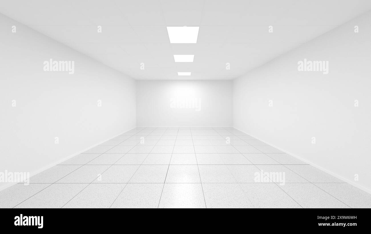 Stanza vuota. Muro bianco. illustrazione 3d. Foto Stock