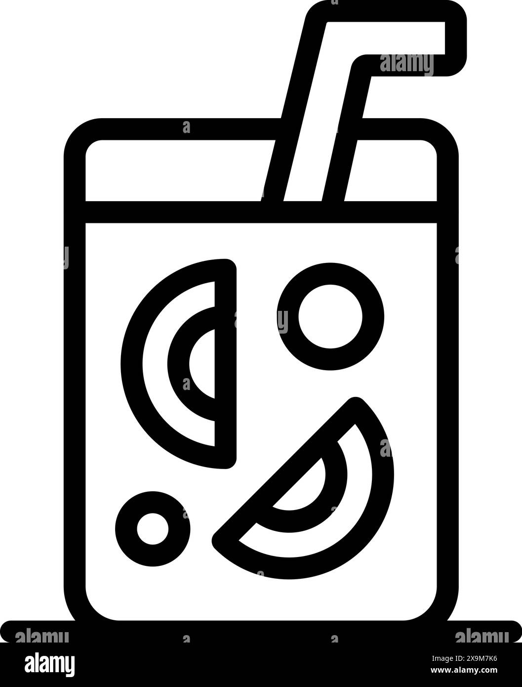 Icona a linea nera di un rinfrescante bicchiere di limonata con fette di limone e una cannuccia Illustrazione Vettoriale