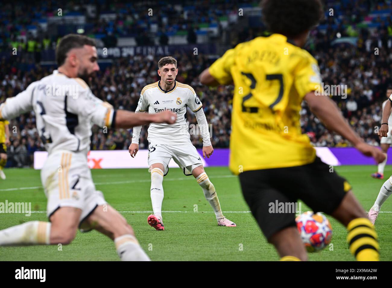 Londra, Regno Unito. 1 giugno 2024. Federico Valverde (15) del Real Madrid visto durante la finale di UEFA Champions League 2024 tra Borussia Dortmund e Real Madrid a Wembley a Londra. (Photo Credit: Gonzales Photo/Alamy Live News Foto Stock