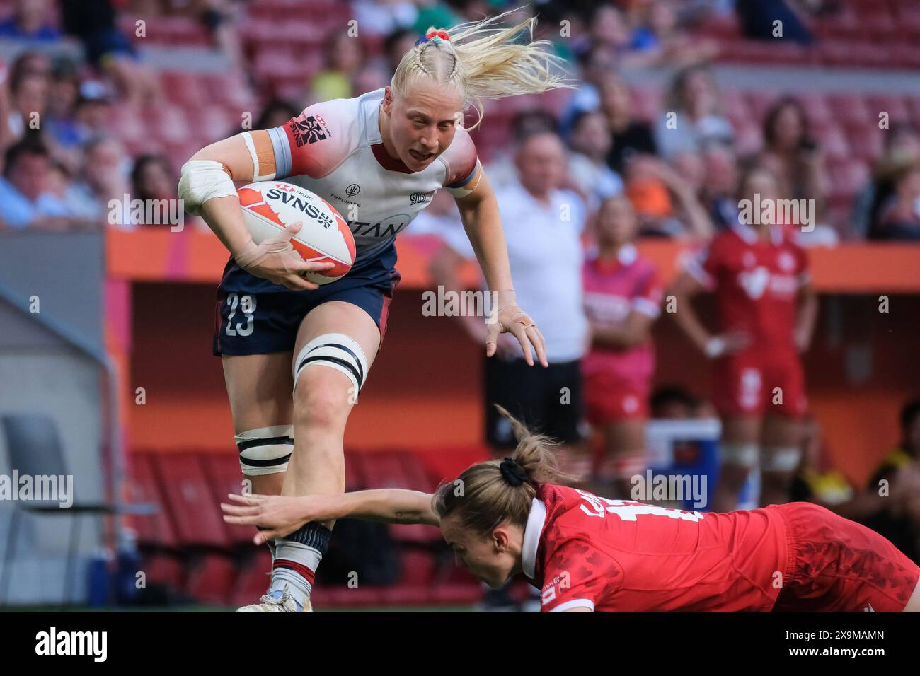 La partita della HSBC Rugby SVNS Series giocata tra lo stadio Civitas Metropolitano il 1° giugno 2024 a Madrid, Spagna (foto di Oscar Gonzalez/Sipa USA) Foto Stock