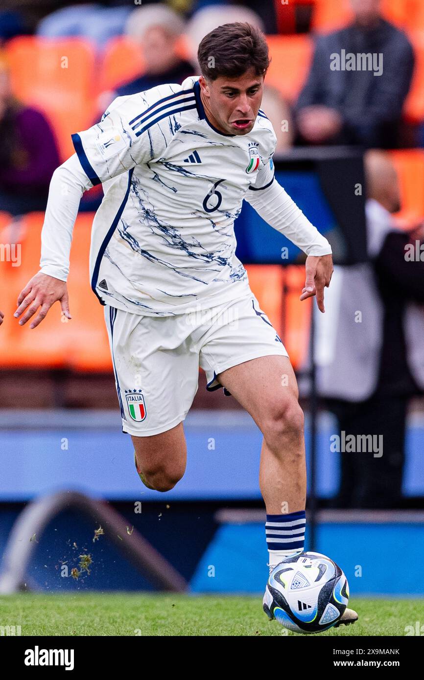 Estadio Mendoza Mendoza, Argentina - maggio 27: Samuel giovane d'Italia corre con il pallone durante la Coppa del mondo FIFA U-20 Argentina 2023, partita del gruppo D tra Repubblica Dominicana e Italia allo stadio Mendoza il 27 maggio 2023 a Mendoza, Argentina. (Foto di SPP) (Eurasia Sport Images / SPP) Foto Stock