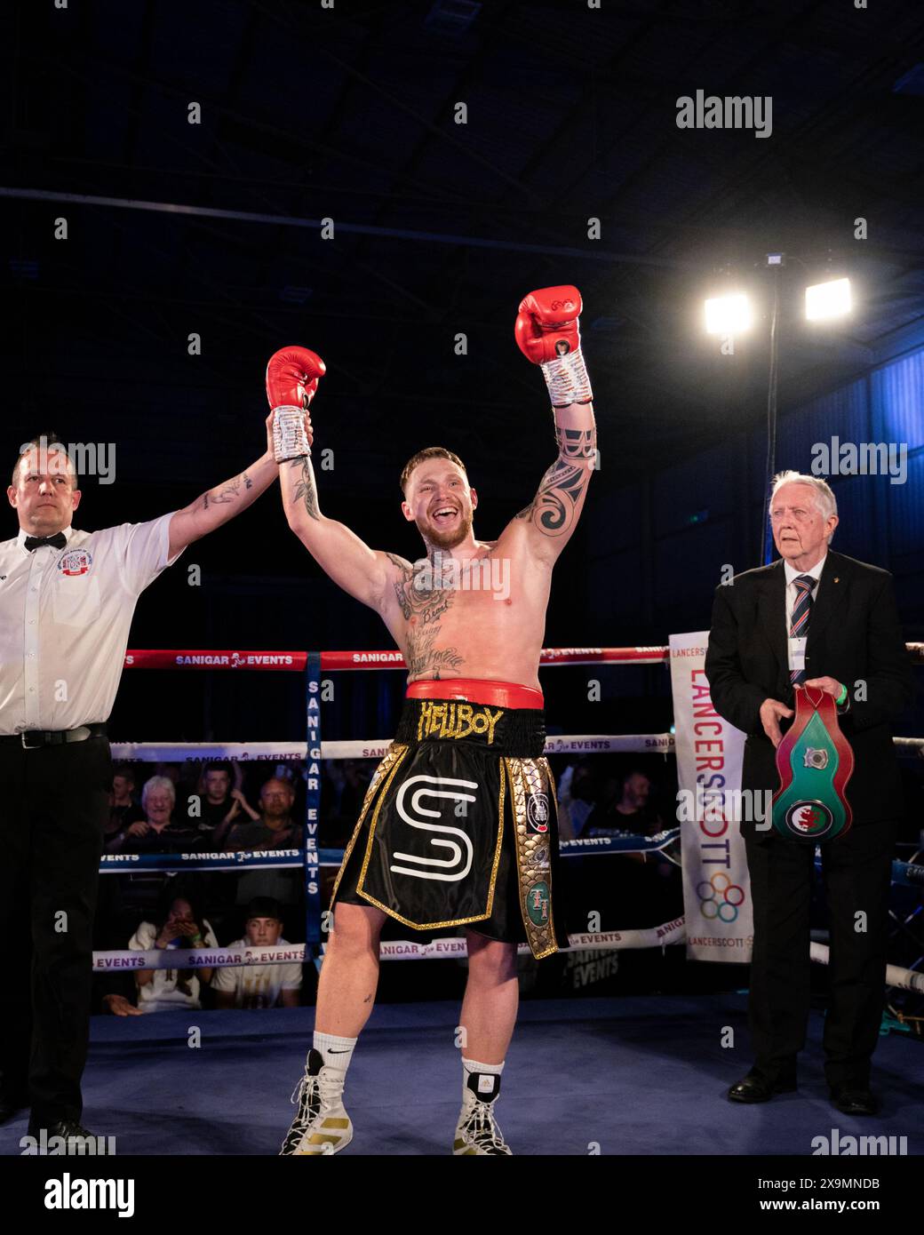 Cardiff, Regno Unito. 1 giugno 2024. Ethan George V Ryan Pocock match di pugilato lotta per il Super Middleweight Championship of Wales per Sanigar Events e West Country Boxing alla vale Sports Arena di Cardiff, Galles. Crediti: Sashshots/Alamy Live News Foto Stock