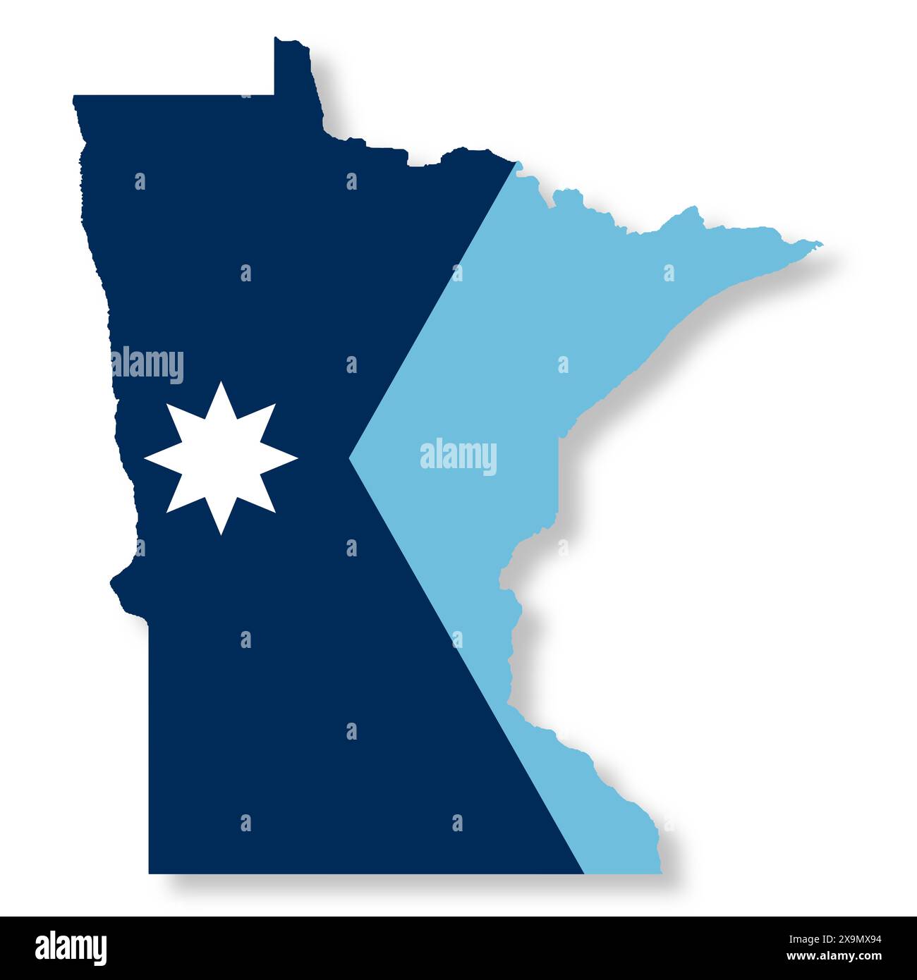 Illustrazione della mappa della bandiera dello stato del Minnesota Foto Stock