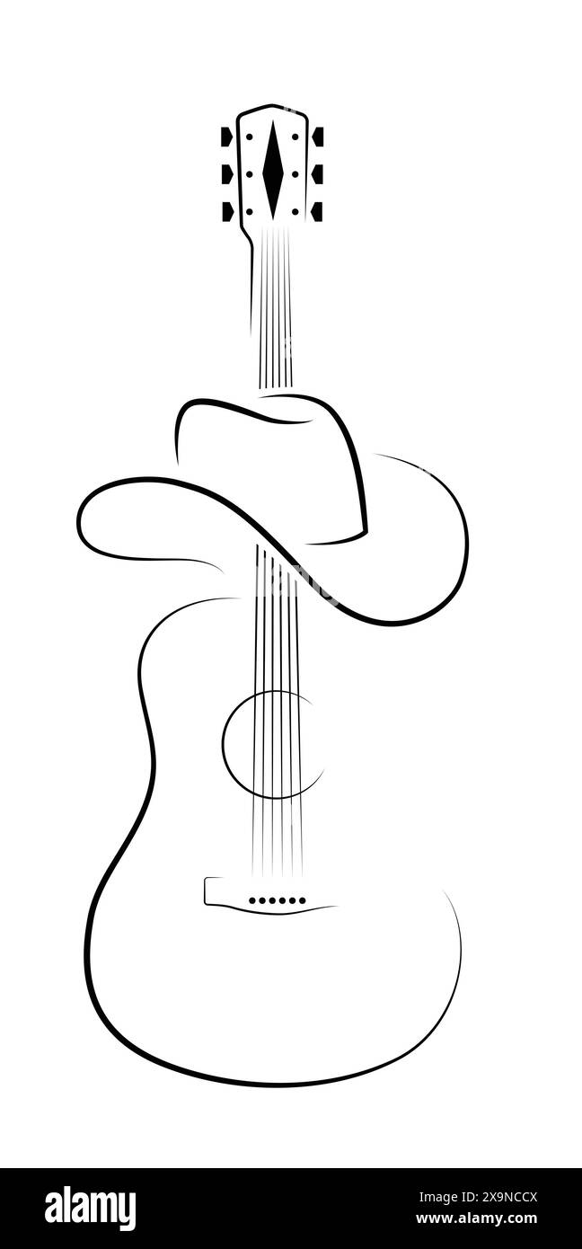 capo cowboy illustratore di chitarra Illustrazione Vettoriale