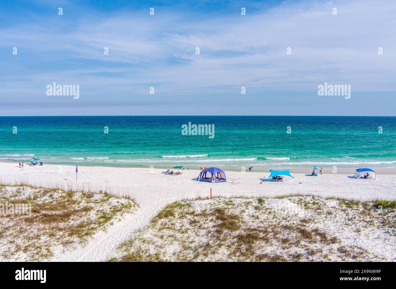 Fotografia con droni di Dog Beach a Pensacola, Florida, a maggio Foto Stock