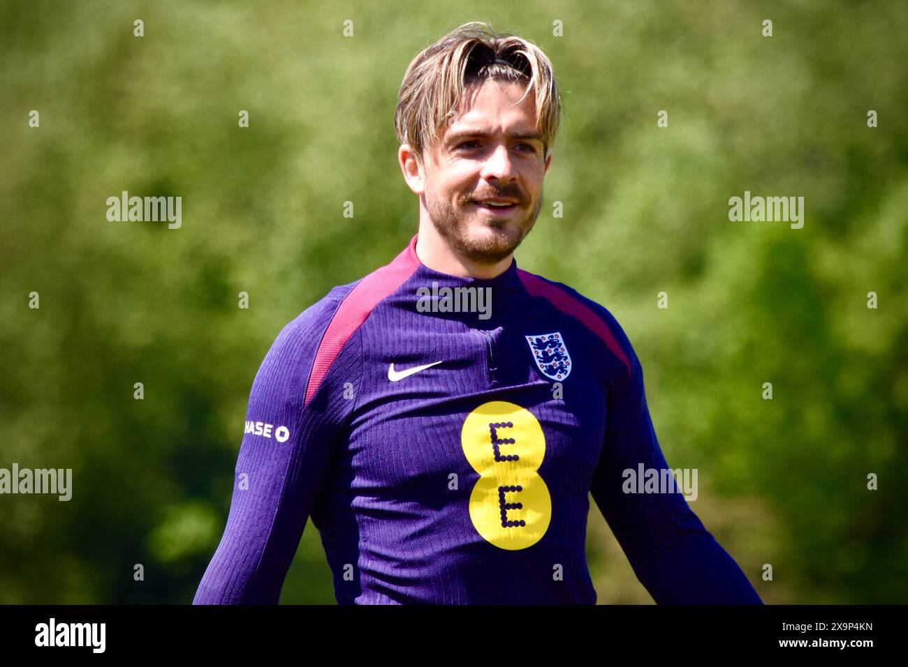 Darlington, Regno Unito. 2 giugno 2024. Jack Grealish, nella foto, si allena la squadra provvisoria inglese di Gareth Southgate al Rockliffe Park di Middlesbrough prima della partita contro la Bosnia-Erzegovina come parte dei preparativi per i Campionati europei UEFA. In seguito è stato escluso dalla squadra finale per Euro 2024. Crediti: James Hind/Alamy. Foto Stock Darlington, Regno Unito. 2 giugno 2024. Jack Grealish, nella foto, si allena la squadra provvisoria inglese di Gareth Southgate al Rockliffe Park di Middlesbrough prima della partita contro la Bosnia-Erzegovina come parte dei preparativi per i Campionati europei UEFA. In seguito è stato escluso dalla squadra finale per Euro 2024. Crediti: James Hind/Alamy. Foto Stock