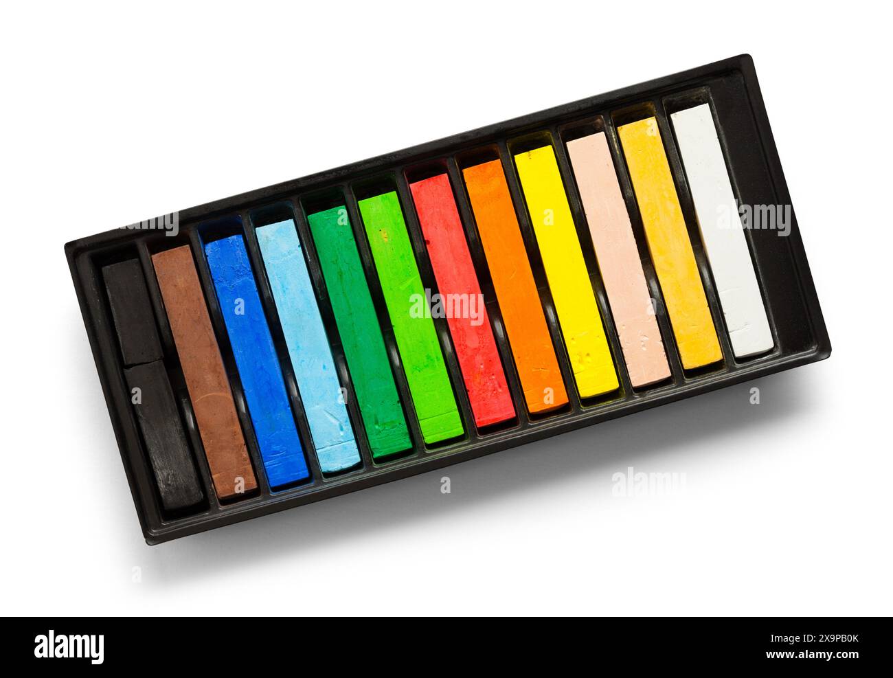 Bastoncini color pastello Art ritagliati su bianco. Foto Stock